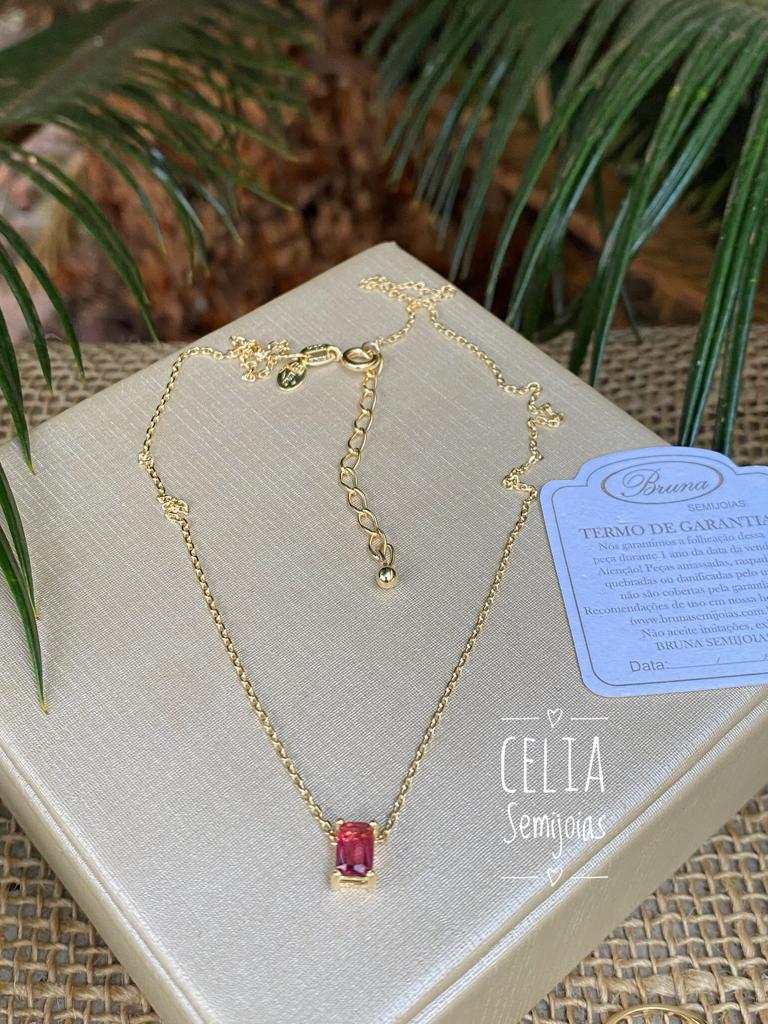 GARGANTILHA RETANULAR MINI ROSA