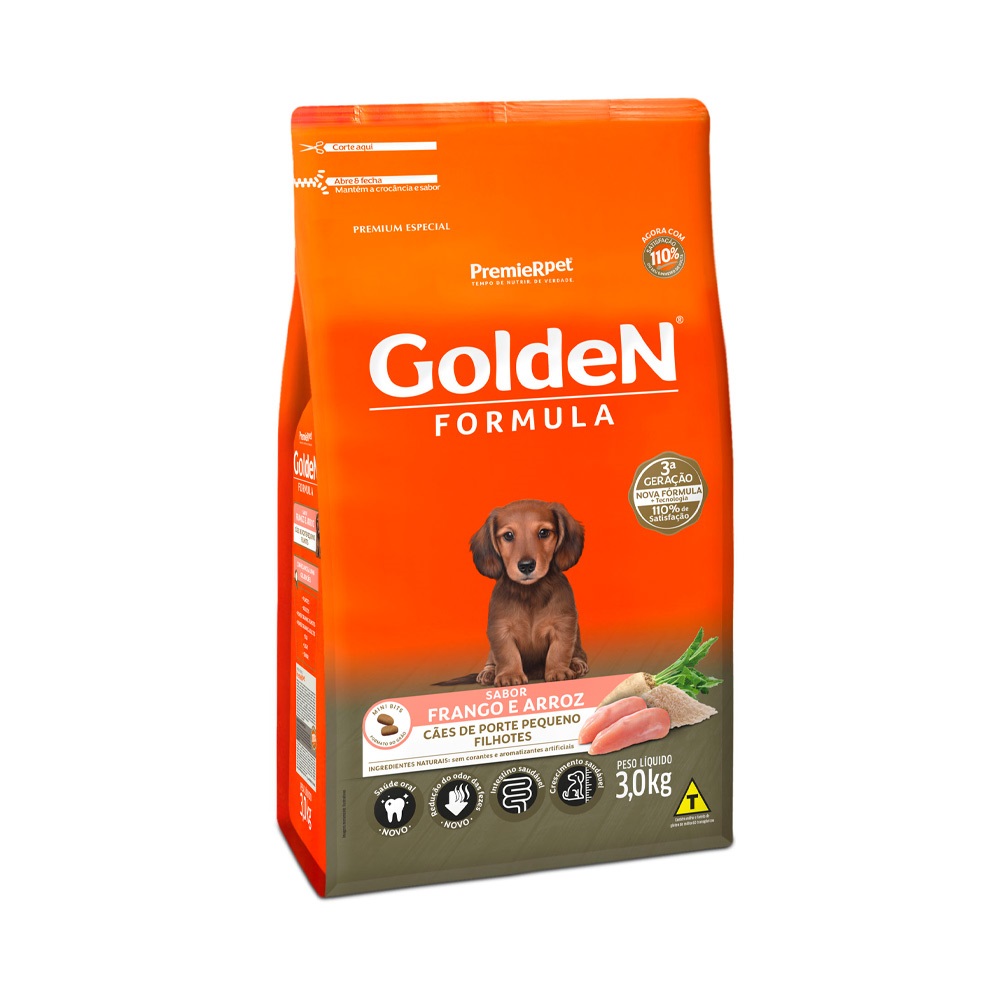 GOLDEN FORMULA CAES FILHOTES PEQUENO PORTE FRANGO 3,0KG