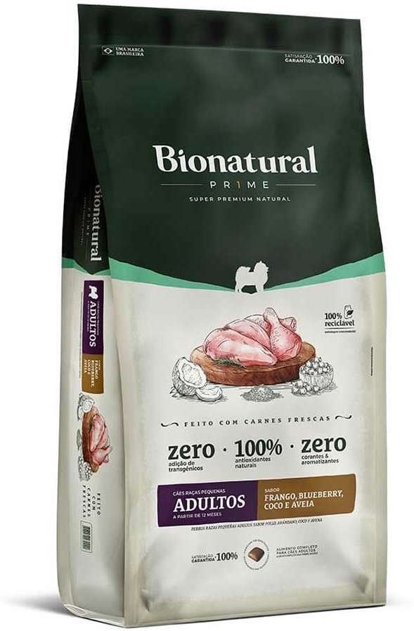 BIONATURAL PRIME CAES RAÇAS PEQUENAS ADULTOS FRANGO 10KG