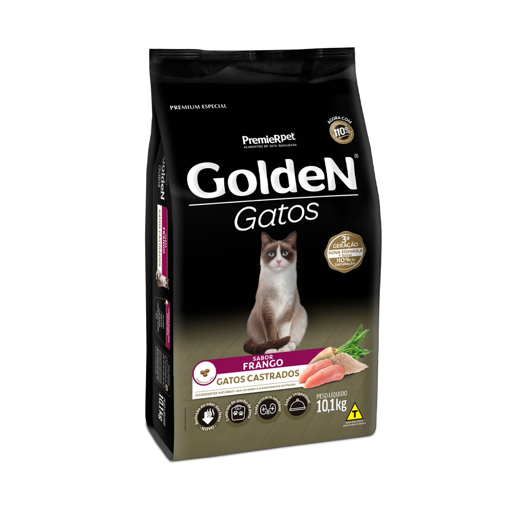 GOLDEN GATOS ADULTOS CASTRADOS FRANGO 10,1KG