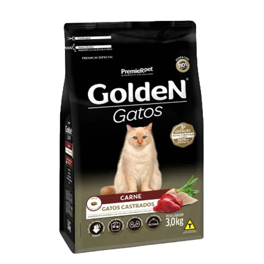 GOLDEN GATOS CASTRADOS CARNE 3,0KG