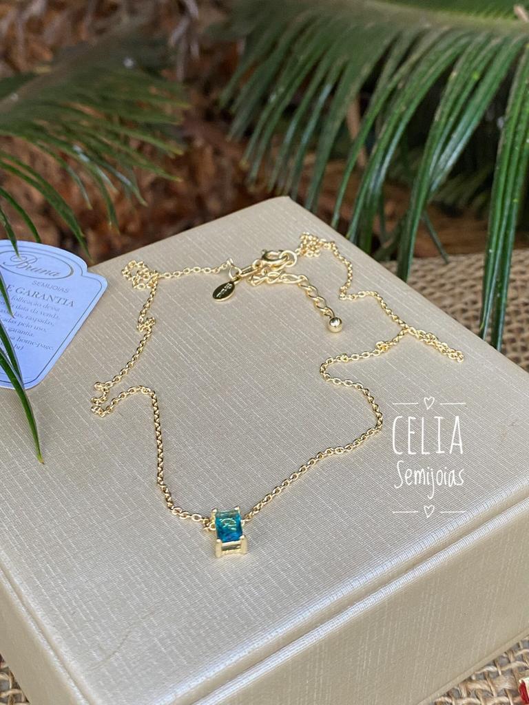 GARGANTILHA  RETANGULAR MINI AZUL