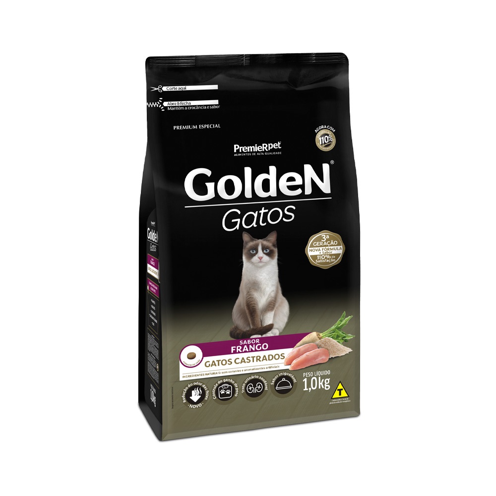 GOLDEN GATOS ADULTOS CASTRADOS FRANGO 1,0KG