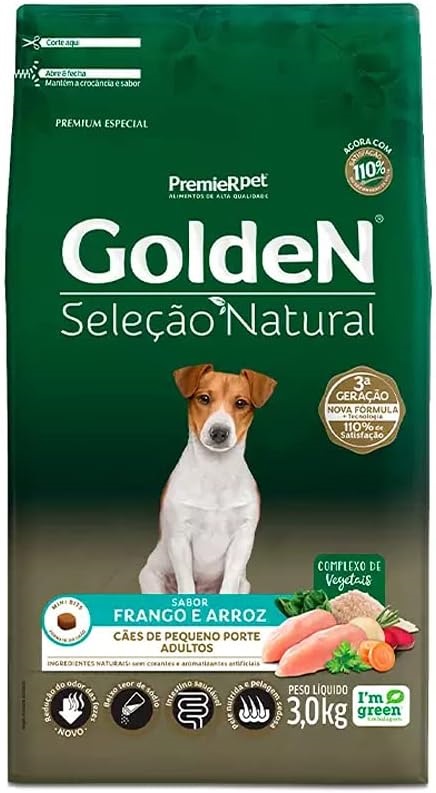 GOLDEN SELEÇAO NATURAL CAES ADULTOS PEQUENO PORTE 3,0KG