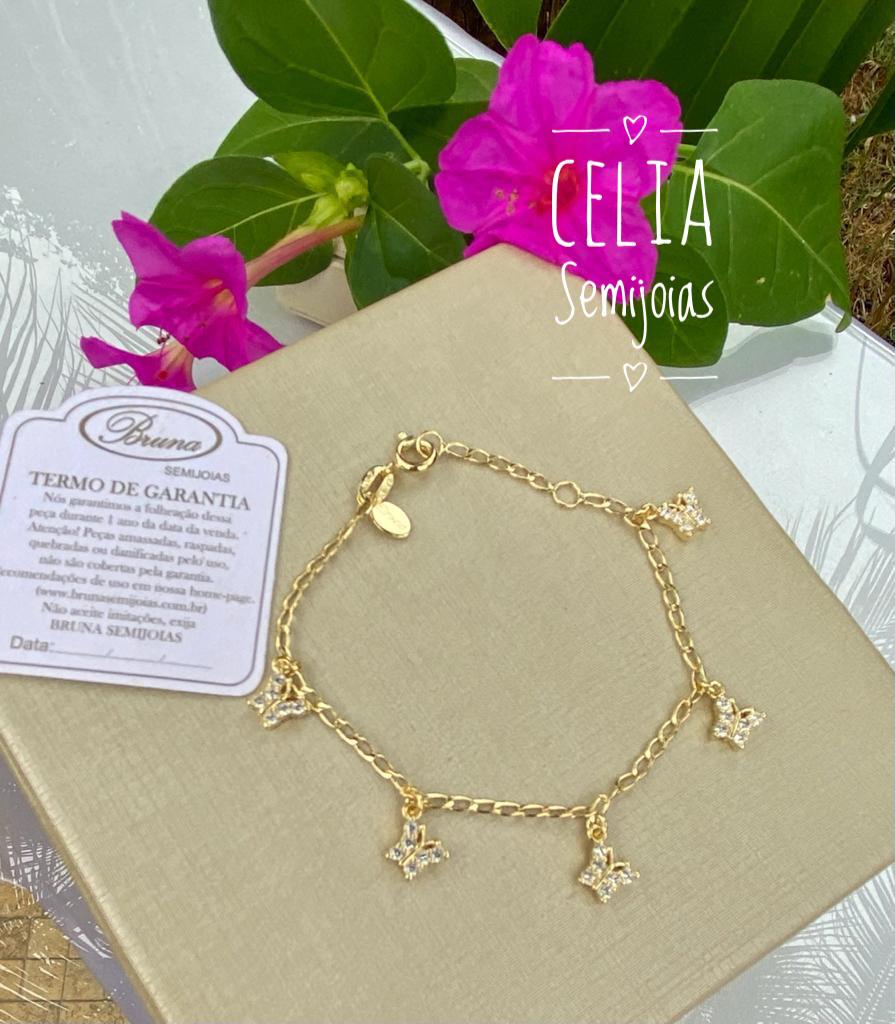 PULSEIRA BORBOLETAS COM ZIRCONIAS