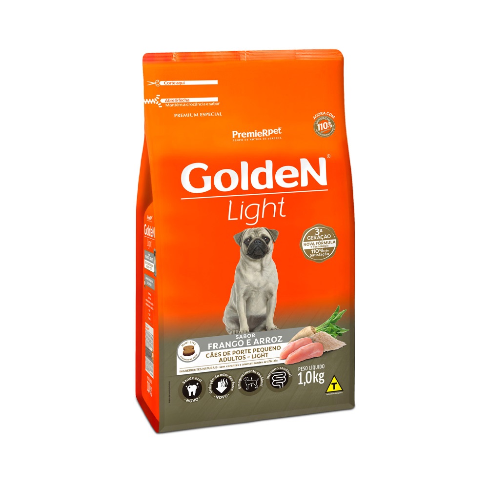 GOLDEN FORMULA CAES ADULTOS PEQUENO PORTE LIGHT 1,0KG