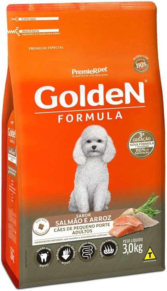 GOLDEN FORMULA CAES ADULTOS PEQUENO PORTE SALMAO 3,0KG