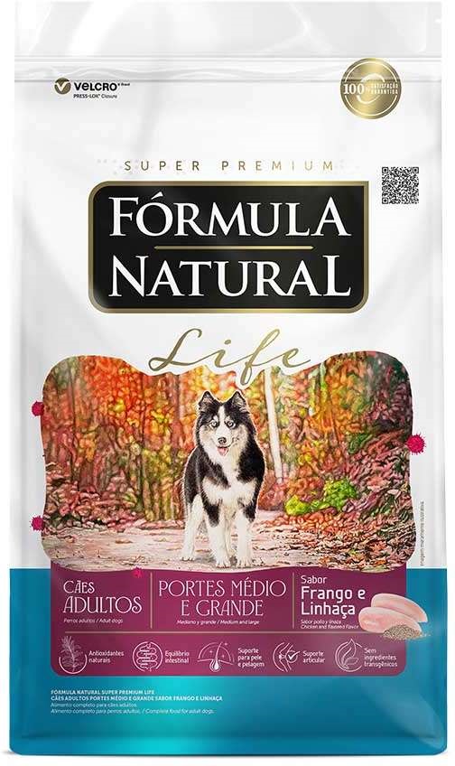 FORMULA NATURAL LIFE MEDIO E GRANDE CAES ADULTOS 15KG