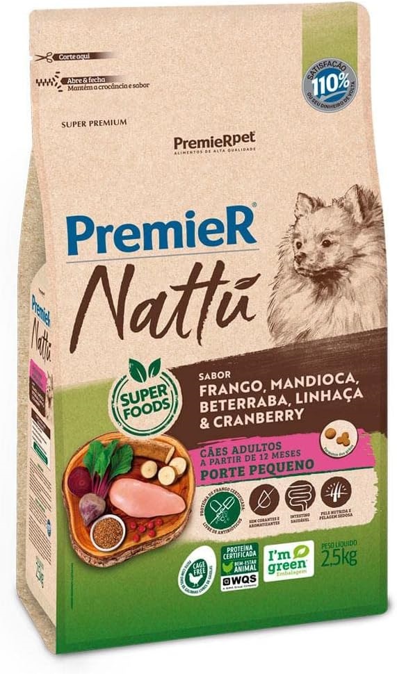 PREMIER NATTU CAES AD PORTE PEQ MANDIOCA 2,5 KG