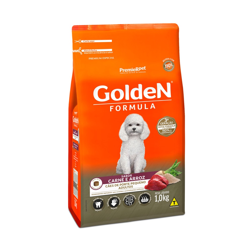 GOLDEN FORMULA CAES ADULTOS PEQUENO PORTE CARNE 1,0KG