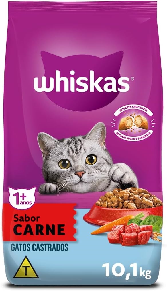 WHISKAS GATOS ADULTOS CASTRADOS CARNE 10,1KG