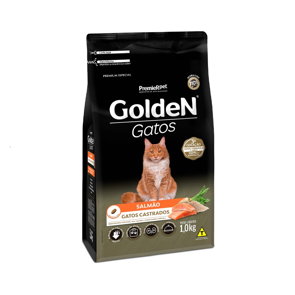 GOLDEN GATOS ADULTOS CASTRADOS SALMAO 1,0KG