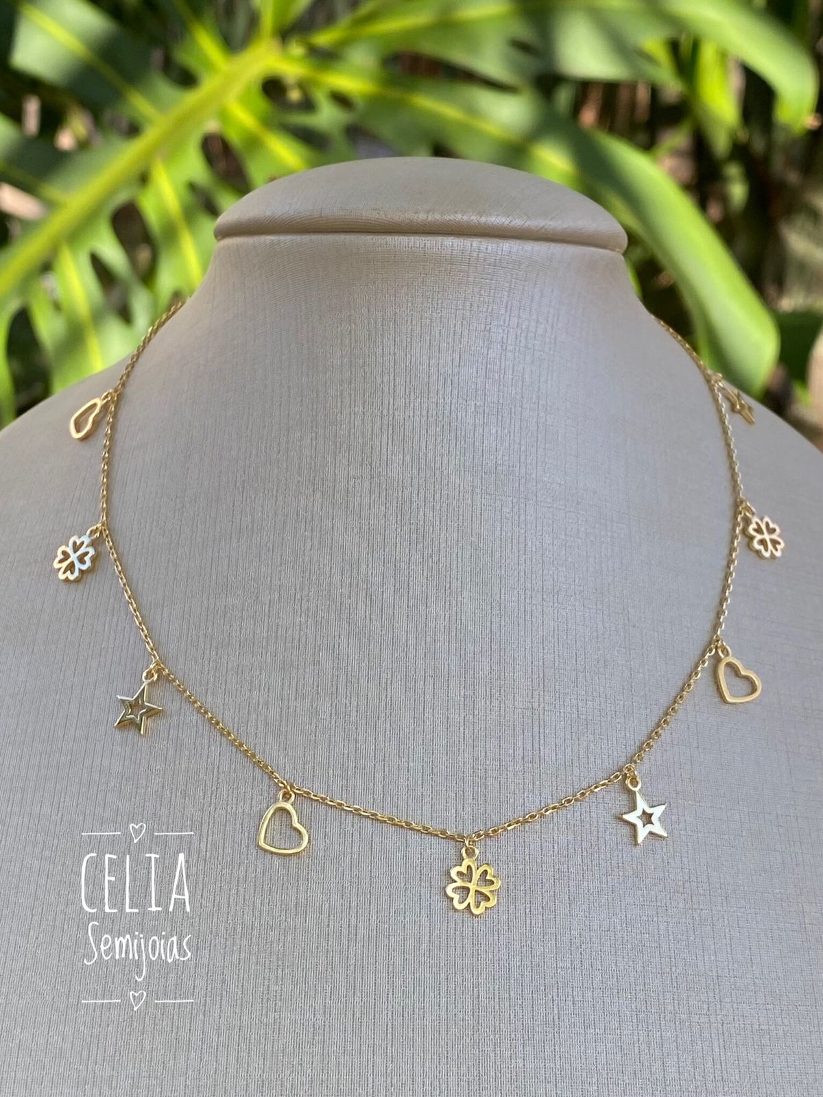 CHOKER CORACAO, ESTRELA E TREVO