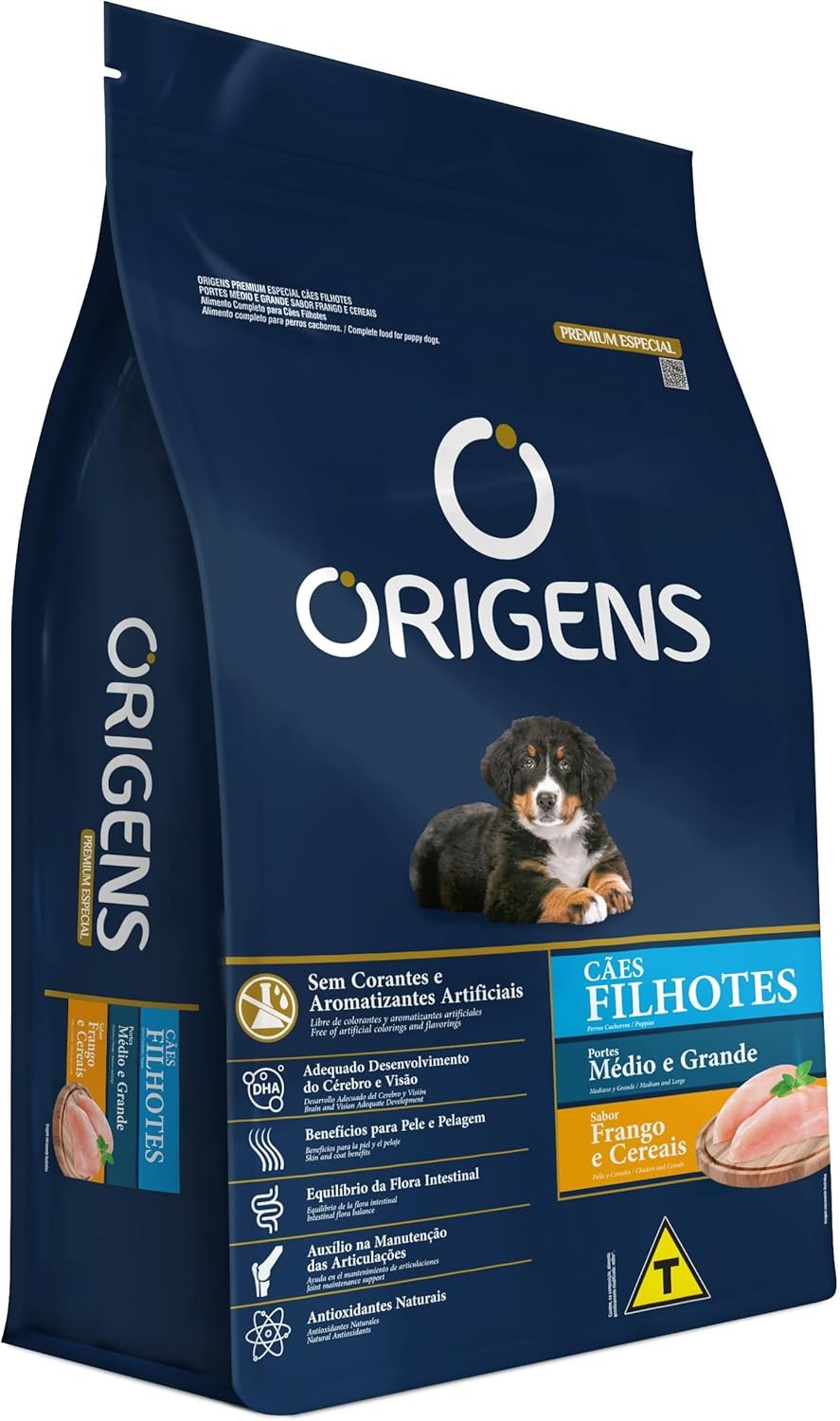 ORIGENS CAES FILHOTES MEDIO E GRANDE FRANGO E CEREAIS 15KG