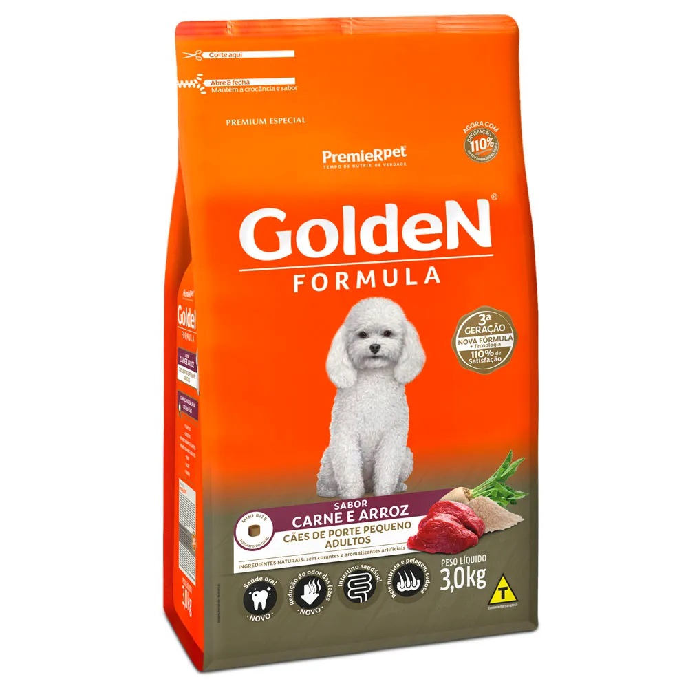 GOLDEN FORMULA CAES ADULTOS PEQUENO PORTE CARNE 3,0KG