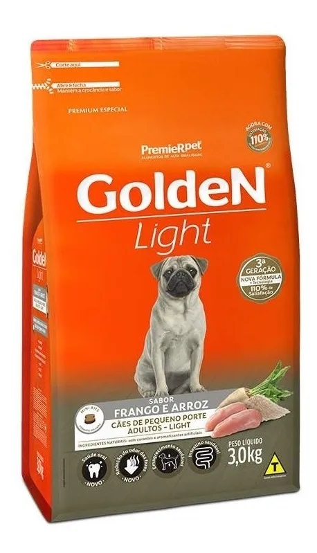 GOLDEN FORMULA CAES ADULTOS PEQUENO PORTE LIGHT 3,0KG
