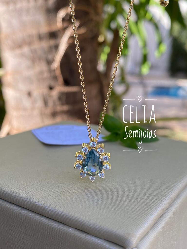 GARGANTILHA GOTA CRISTAL AZUL
