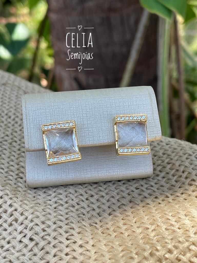 BRINCO PEDRA TRANSPARENTE COM ZIRCONIA