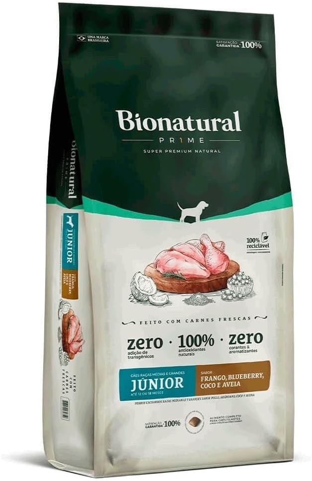 BIONATURAL PRIME CAES RAÇAS MED/GRANDES JUNIOR FRANGO 20KG