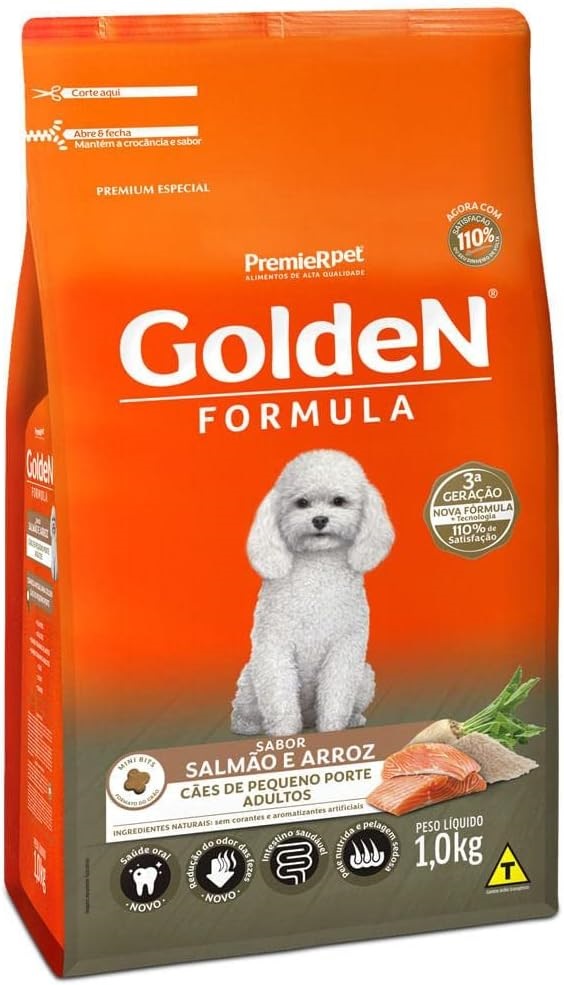 GOLDEN FORMULA CAES ADULTOS PEQUENO PORTE SALMÃO 1,0KG