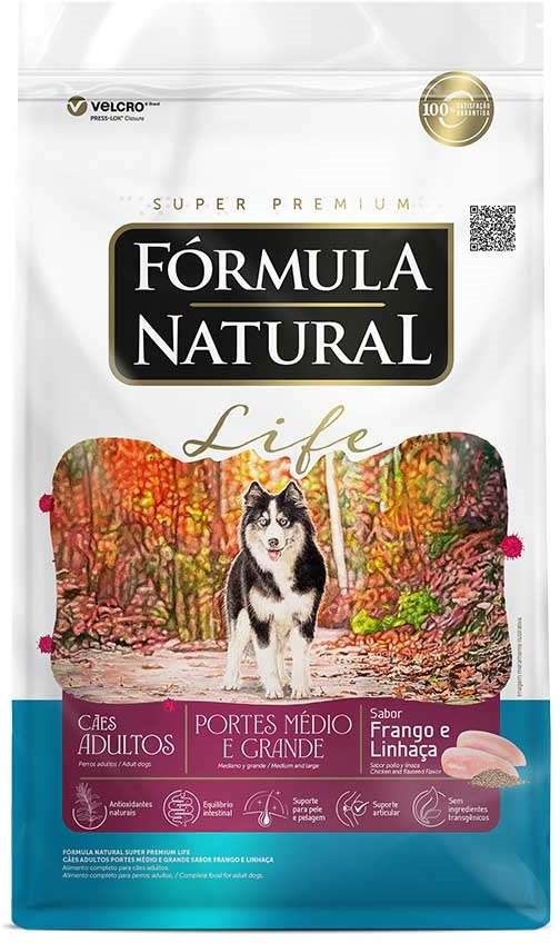 FORMULA NATURAL LIFE MEDIO E GRANDE CAES ADULTOS 15KG