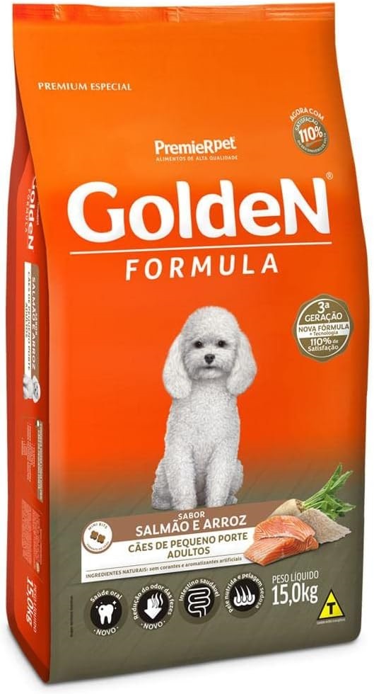 GOLDEN FORMULA CAES ADULTOS PEQUENO PORTE SALMÃO 15KG