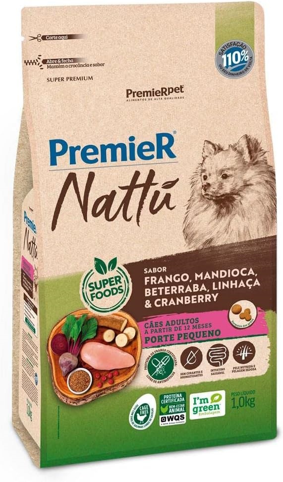 PREMIER NATTU CAES AD PORTE PEQ MANDIOCA 1,0KG