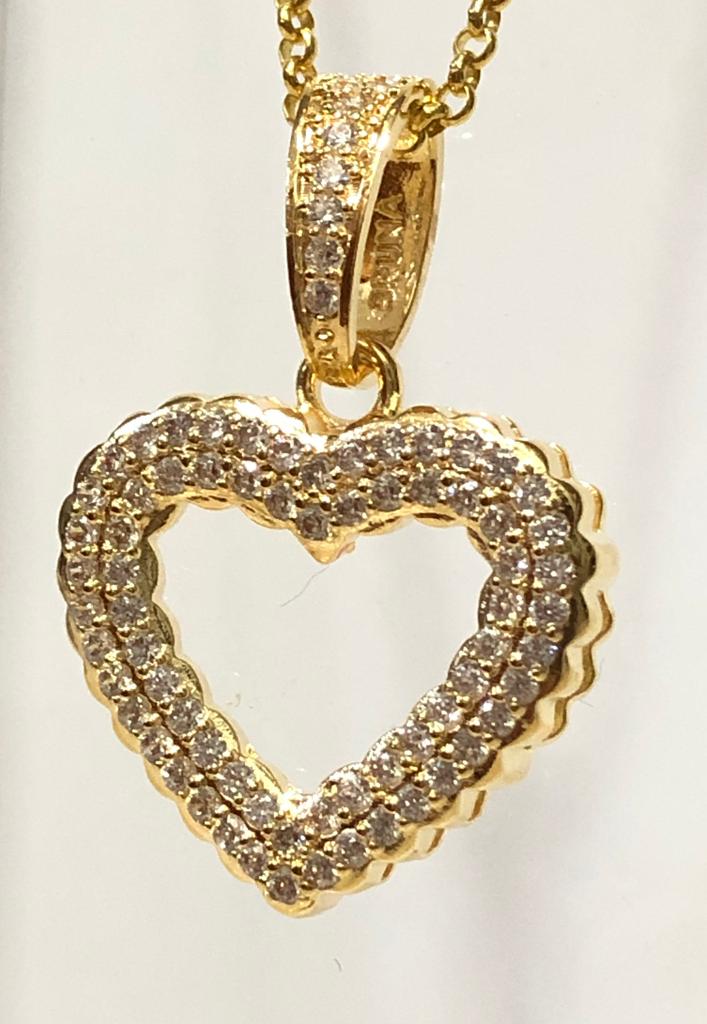 PINGENTE CORACAO GRANDE COM ZIRCONIAS