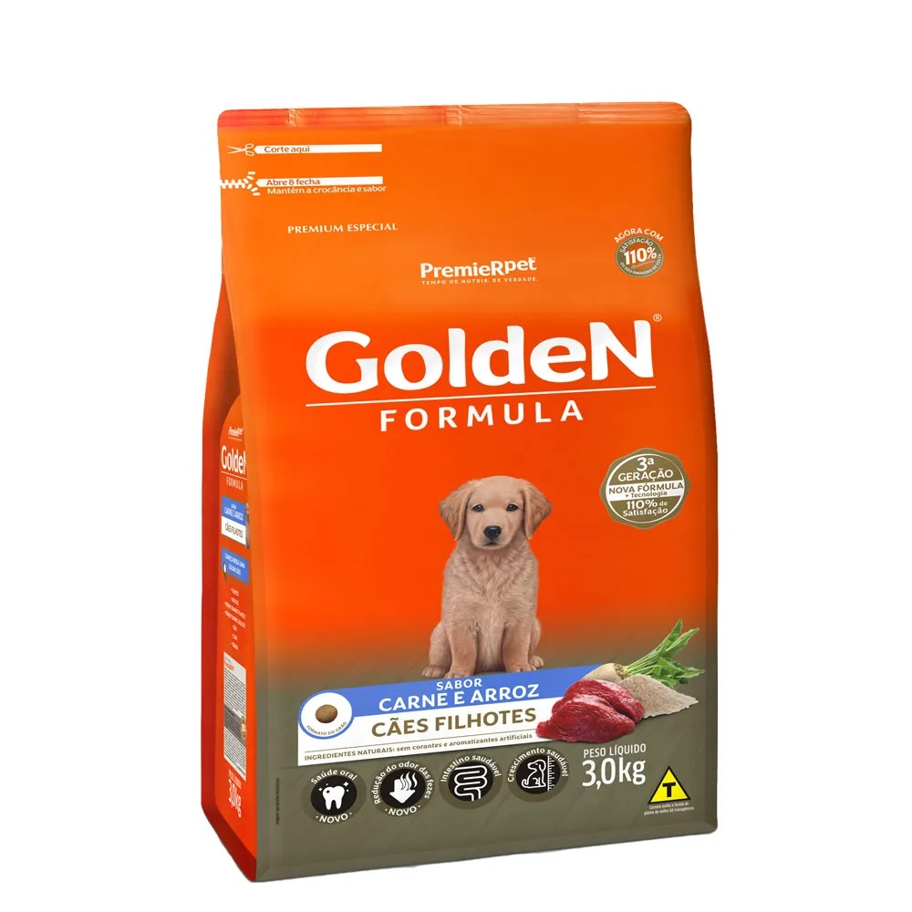 GOLDEN FORMULA CAES FILHOTES CARNE 3,0KG
