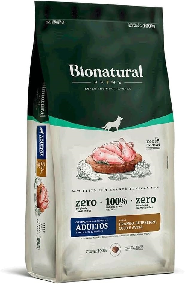 BIONATURAL PRIME CAES RAÇAS MED/GRANDES ADULTOS FRANGO 20KG