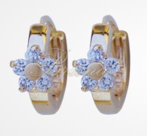BRINCO ARGOLA MEDIA COM FLOR ZIRCONIA