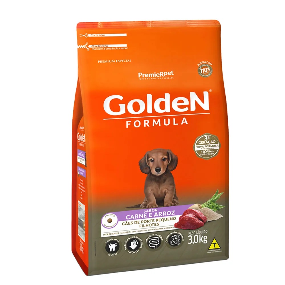 GOLDEN FORMULA CAES FILHOTES PEQUENO PORTE CARNE 3,0KG