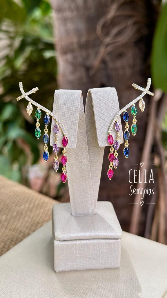 BRINCO EAR CUFF NAVETES COLORIDAS